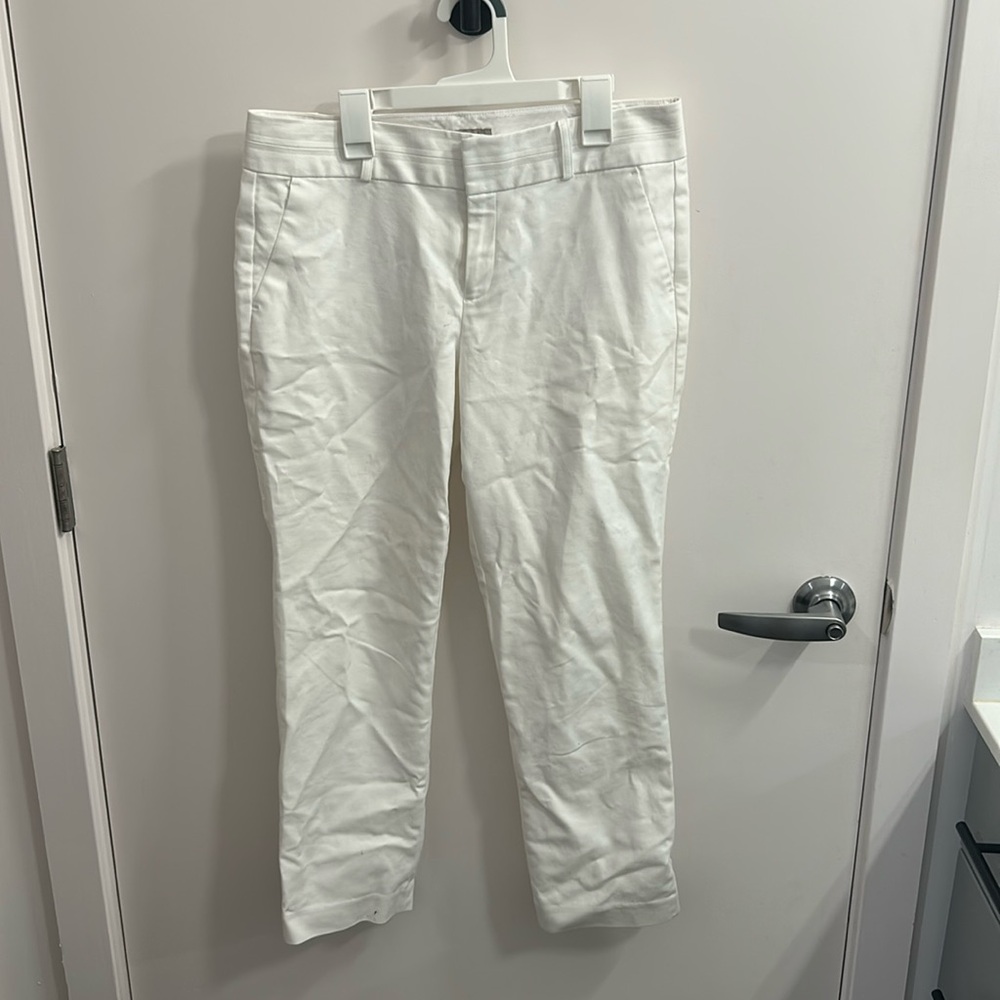 Banana Republic White Cotton Sateen Dress Pants Flat-Front Martin Fit sz 6
